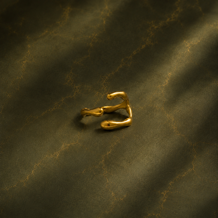 Bague ouverte design tendance plaqué or véritable