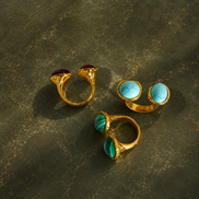 bague vintage pierre naturelle grande monture dorée