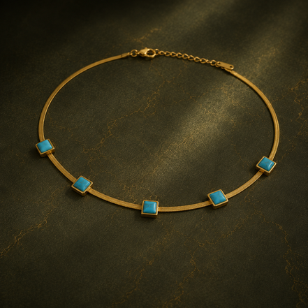 Collier chaîne serpent turquoise