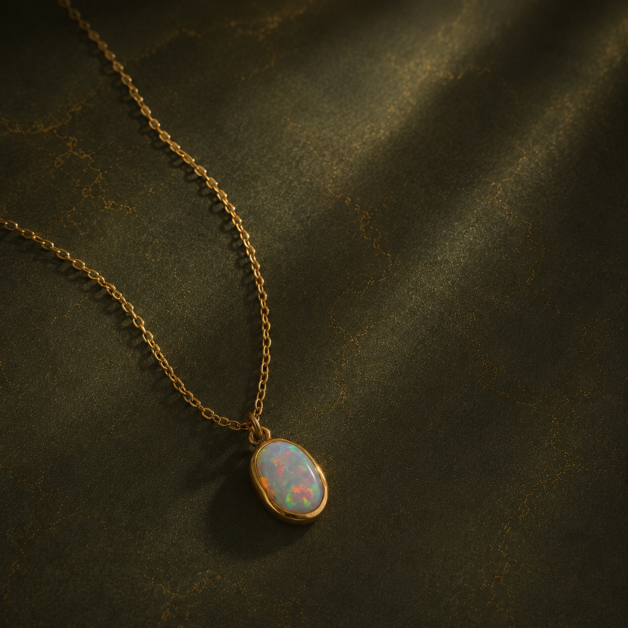 Collier pendentif minimaliste Opale
