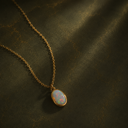 Collier pendentif minimaliste Opale
