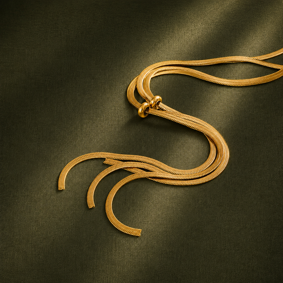 Collier chaîne serpent plate réglable plaqué or véritable