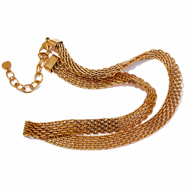 Collier ras-du-cou chaîne cubaine plaqué or véritable