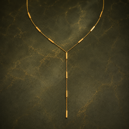 Collier long pendentif chaîne rectangulaire plaqué or véritable