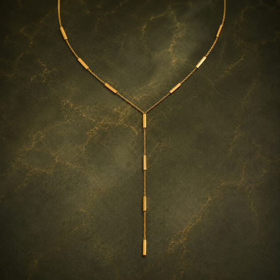 Collier long pendentif chaîne rectangulaire plaqué or véritable