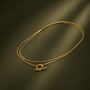 Collier chaîne empilable double couche plaqué or véritable