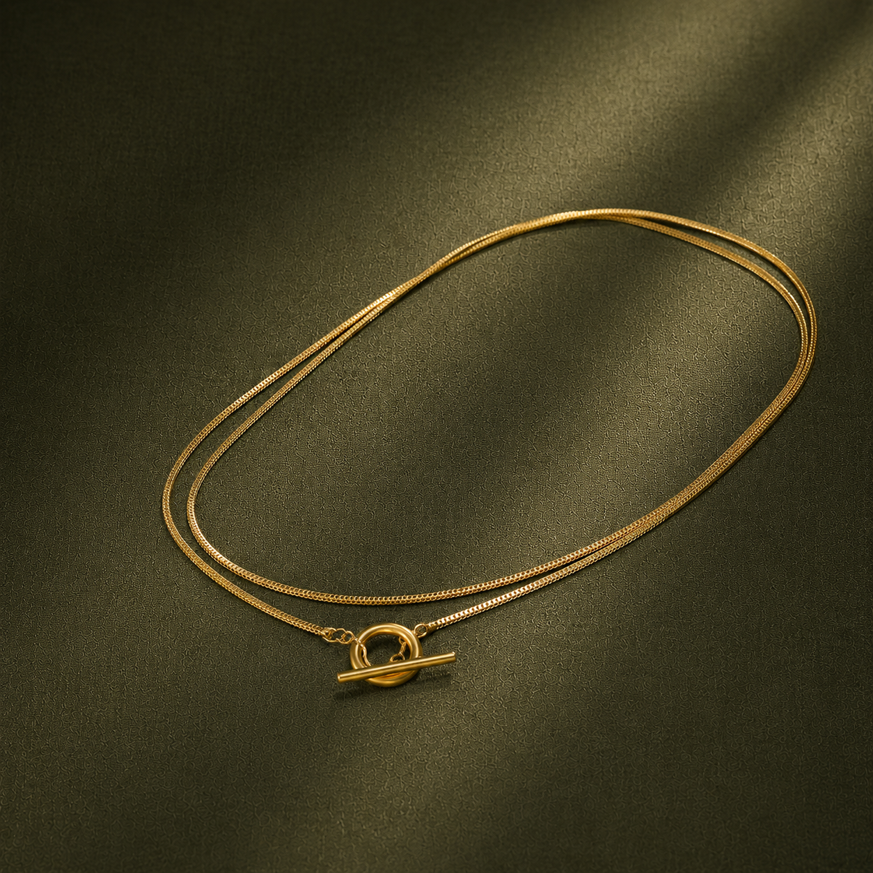 Collier chaîne empilable double couche plaqué or véritable