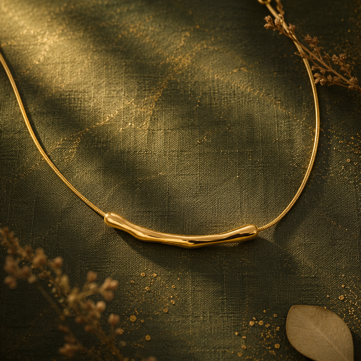 Collier clavicule acier inoxydable plaqué or véritable