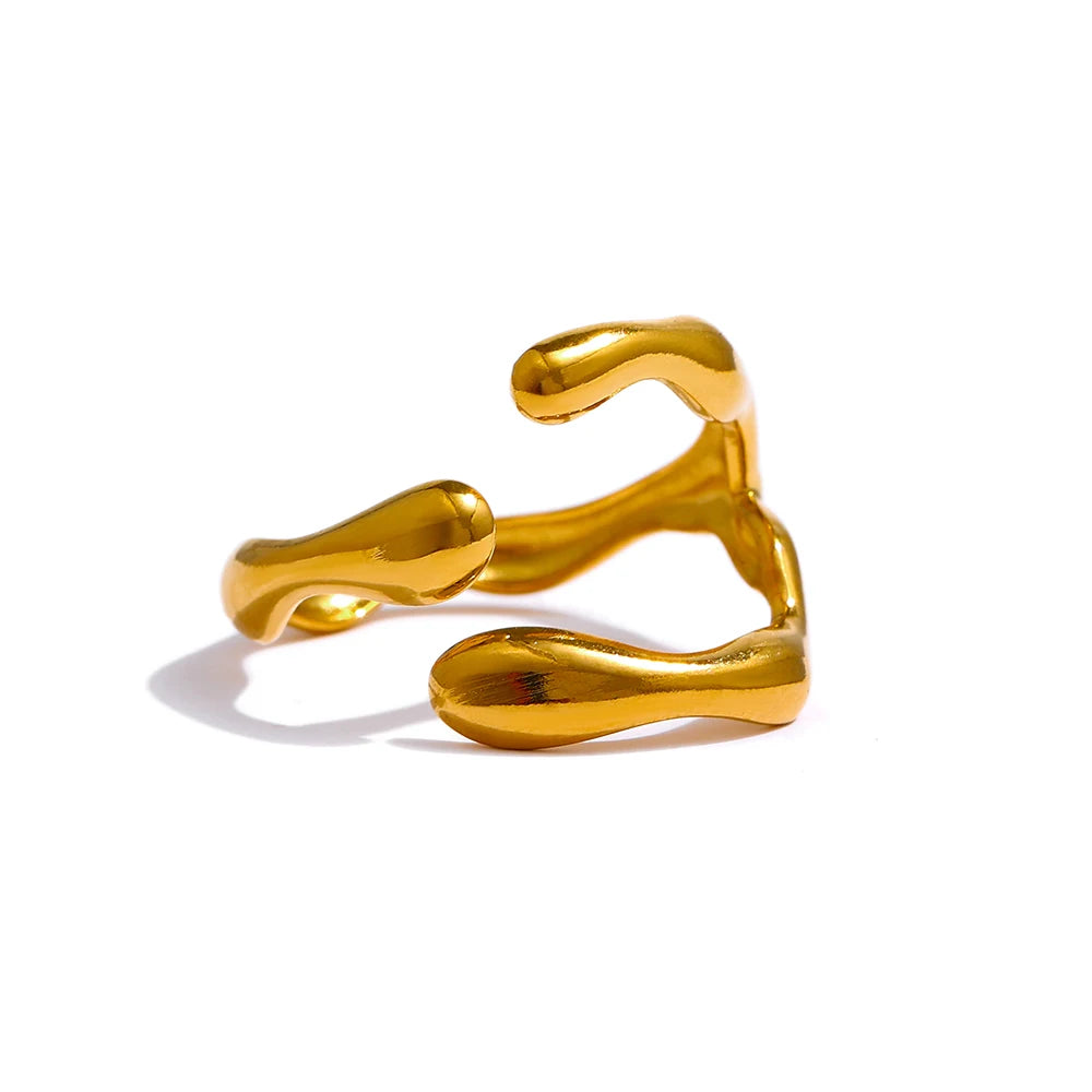 Bague ouverte design tendance plaqué or véritable