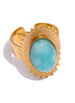 bague statement pierre bleu clair ouverture géométrique