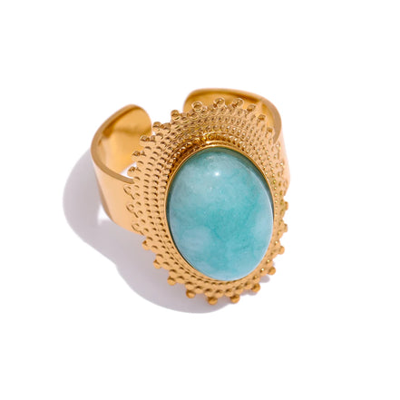 bague statement pierre bleu clair ouverture géométrique