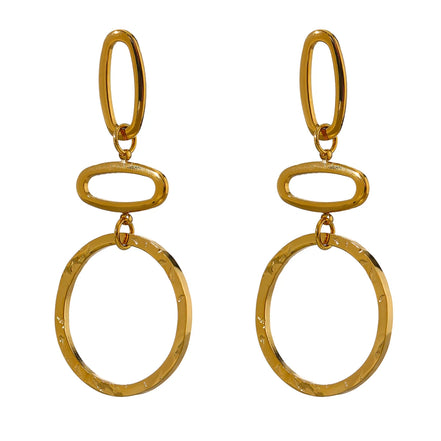 Boucles d'oreilles longues pendantes géométriques plaqué or véritable