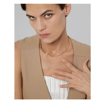 Collier chaîne serpent acier inoxydable plaqué or véritable