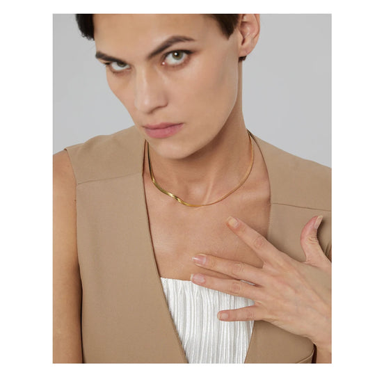 Collier chaîne serpent acier inoxydable plaqué or véritable