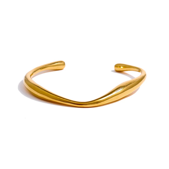 Bracelet manchette minimaliste plaqué or véritable