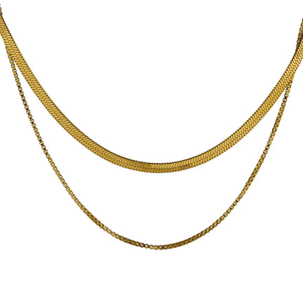 Collier chaîne serpent acier inoxydable plaqué or véritable