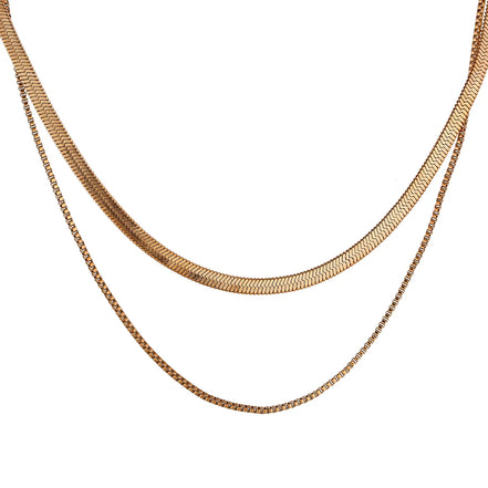 Collier chaîne serpent acier inoxydable plaqué or véritable
