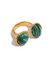 bague vintage pierre naturelle grande monture dorée