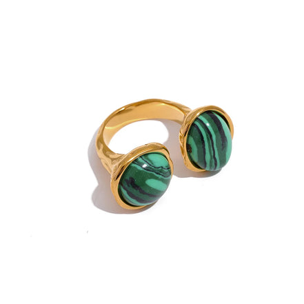 bague vintage pierre naturelle grande monture dorée