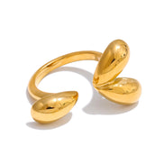 Bague réglable forme de cœur plaqué or véritable