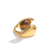 bague œil de tigre goutte d'eau ajustable