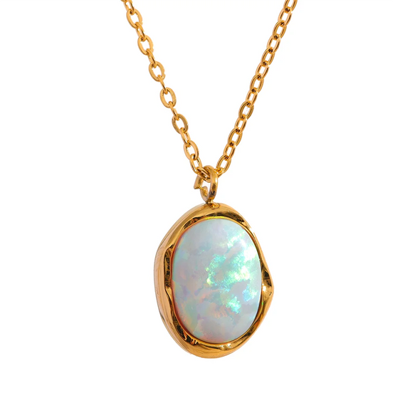 Collier pendentif minimaliste Opale