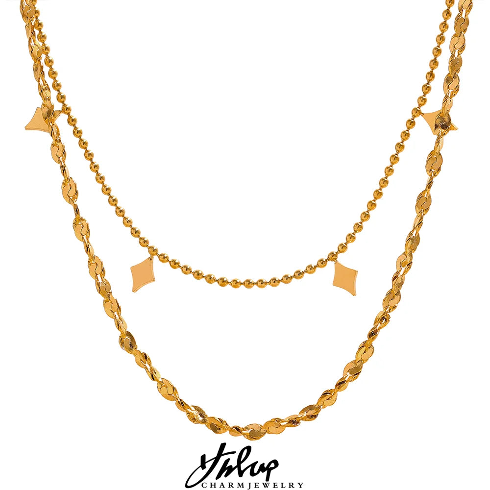 Collier chaîne superposée fine plaqué or véritable