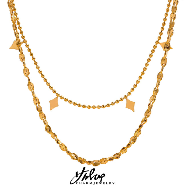 Collier chaîne superposée fine plaqué or véritable