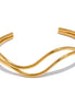 Bracelet manchette réglable double couche plaqué or véritable