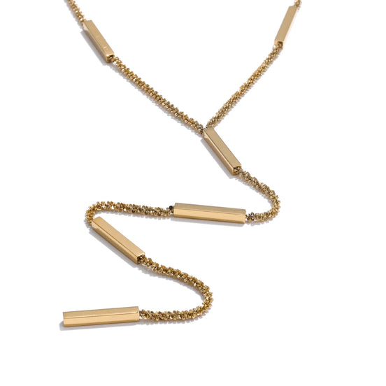 Collier long pendentif chaîne rectangulaire plaqué or véritable