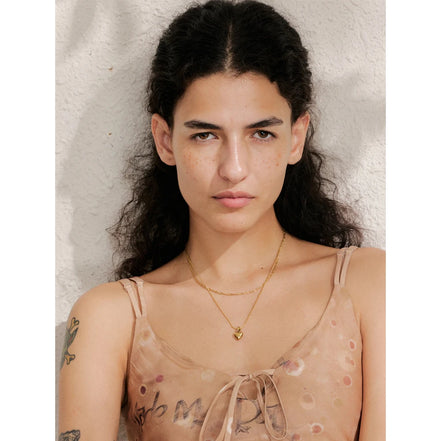 Collier pendentif cœur double couche plaqué or véritable