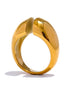 Bague géométrique inhabituelle plaqué or véritable