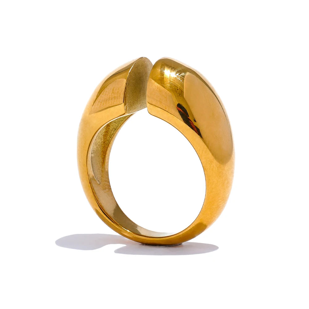Bague géométrique inhabituelle plaqué or véritable
