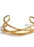 Bracelet manchette ligne creuse plaqué or véritable