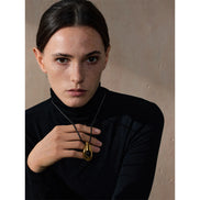 Collier pendentif onyx goutte d'eau cuir