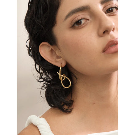 Boucles d'oreilles géométriques grandes gouttes plaqué or véritable