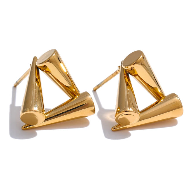 Boucles d'oreilles clous triangulaires plaqué or véritable