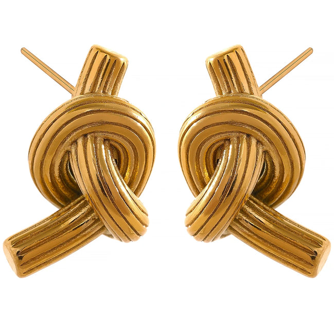 Boucles d'oreilles clous nouées plaqué or véritable
