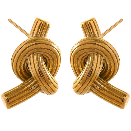 Boucles d'oreilles clous nouées plaqué or véritable