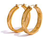 Boucles d'oreilles rondes grandes plaqué or véritable