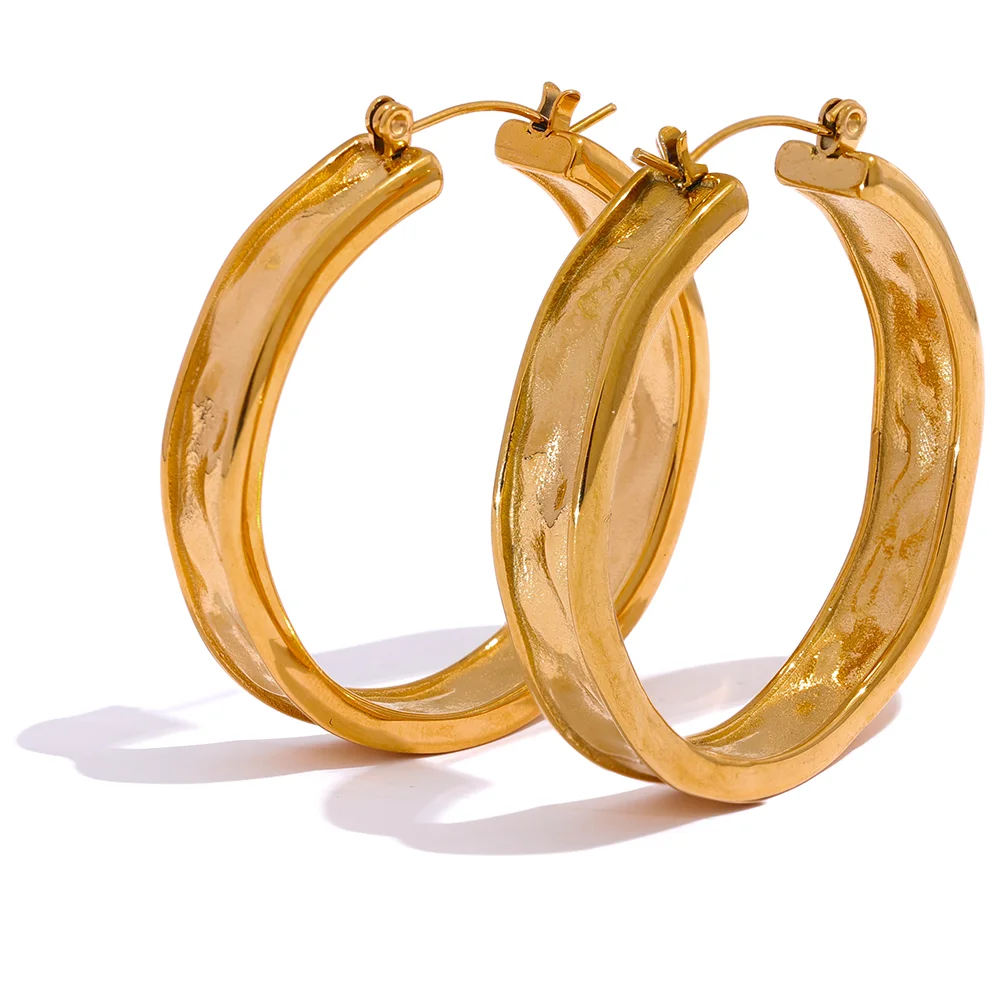 Boucles d'oreilles rondes grandes plaqué or véritable
