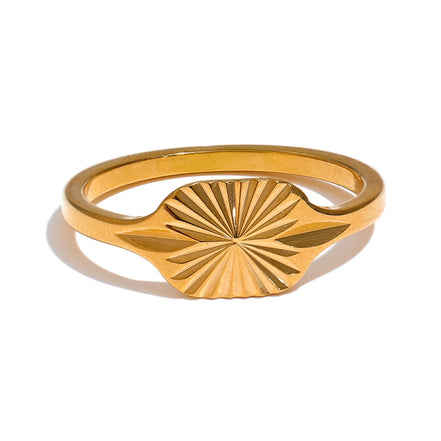 Bague fine rayures géométriques plaqué or véritable