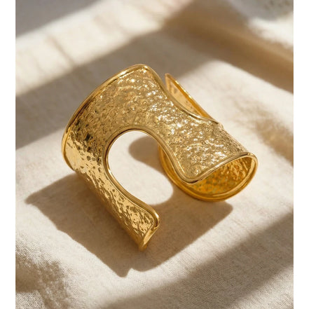Bracelet manchette quotidien plaqué or véritable