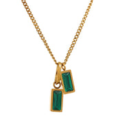 Collier pendentif en zirconium cubique vert en acier inoxydable , bijou tendance au design unique