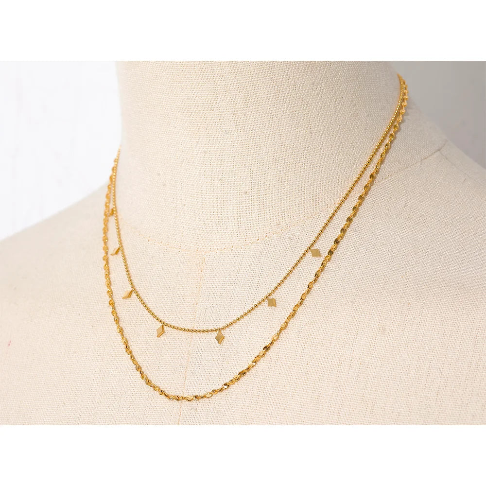 Collier chaîne superposée fine plaqué or véritable
