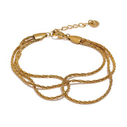 Bracelet chaînes superposées plaqué or véritable