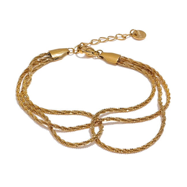 Bracelet chaînes superposées plaqué or véritable