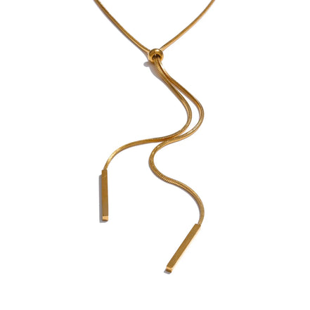 Collier chaîne pull réglable plaqué or véritable