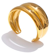 Bracelet jonc double couche plaqué or véritable