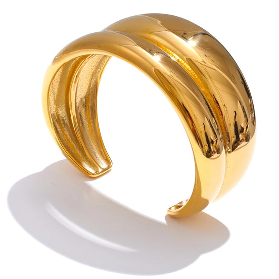 Bracelet jonc double couche plaqué or véritable